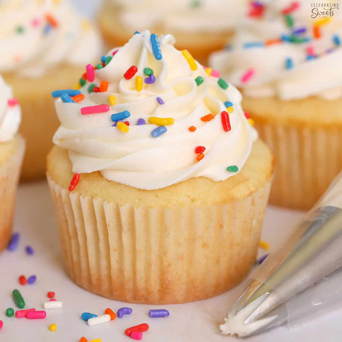 A cream chesse filled cupcake